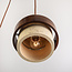 Hanglamp Mavero rond van cement en hout, 4-lichts