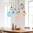 Design hanglamp Zavari met 9 glazen bollen in amber, smoke en blauw