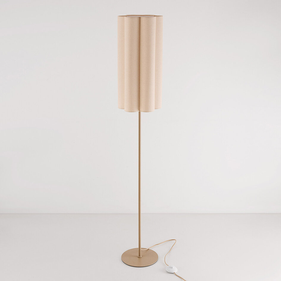 Moderne vloerlamp Oia met linnen kap in beige