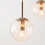 5-lichts hanglamp Alea - beige met transparante glazen bollen