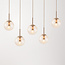 5-lichts hanglamp Alea - beige met transparante glazen bollen