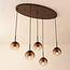 Hanglamp Nira met bruin ombre-glazen bollen, 5-lichts