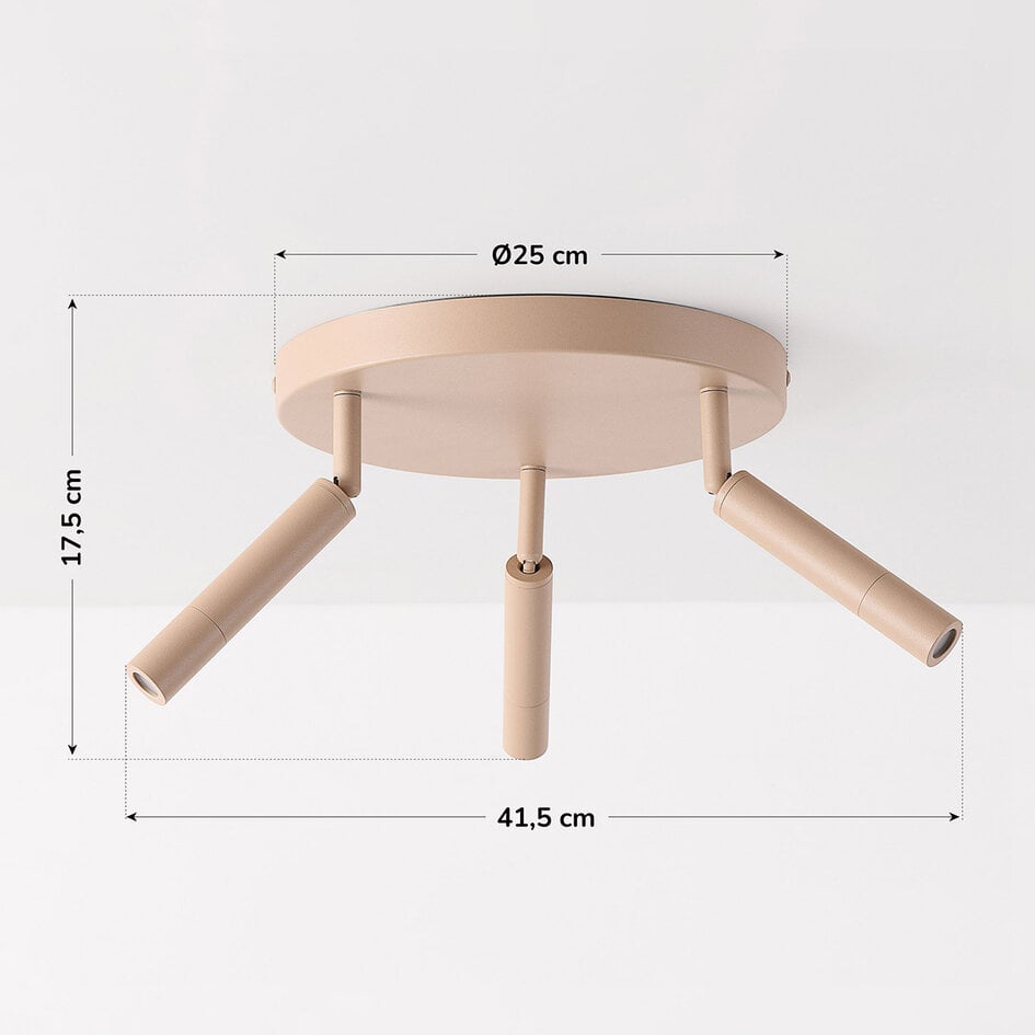 Plafondlamp Dora in beige met drie verstelbare spots