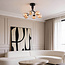 6-lichts plafondlamp Leon - zwart met amber glas