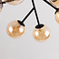 Plafondlamp Leon in zwart met amber glas, 6-lichts