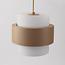 Moderne hanglamp Kodi in beige met melkwit glazen kappen, 3-lichts