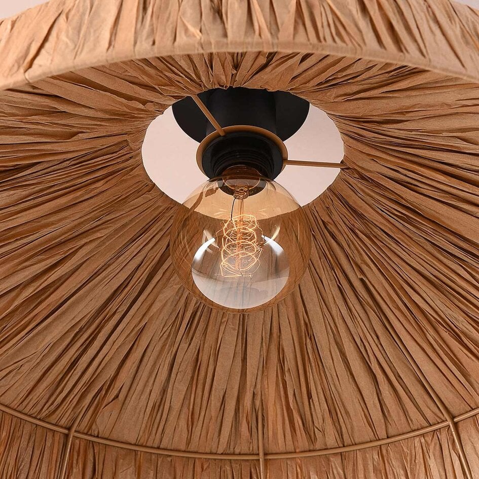 Boho plafondlamp Baro van natuurlijk raffiapapier Ø58