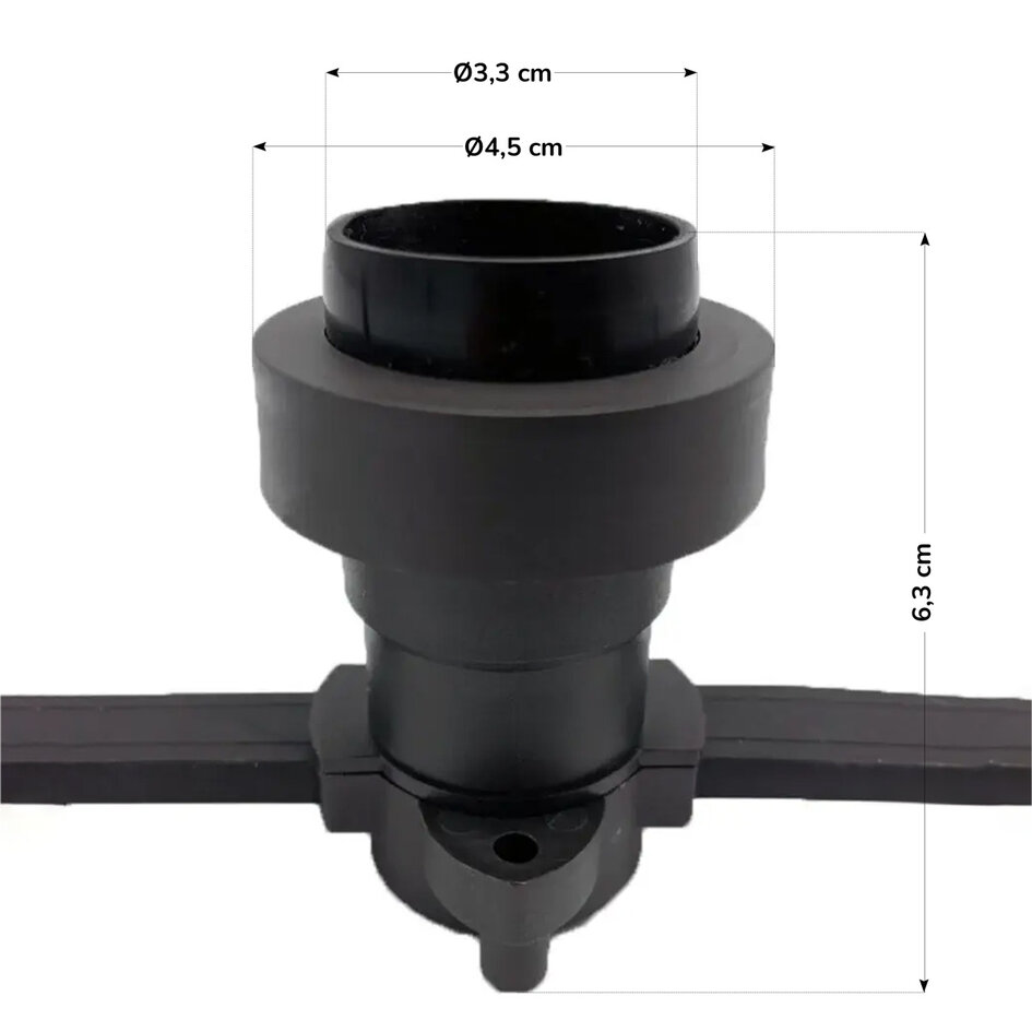 Losse E27 fitting incl. afdichtring in zwart