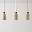 3-lichts Japandi hanglamp Voro van travertin (natuursteen) en hout