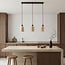 3-lichts Japandi hanglamp Voro van travertin (natuursteen) en hout