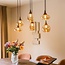 Hanglamp met amber glas en donkere houtoptiek, 6-lichts - Loic