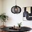 Hanglamp Lofas met open metalen kap en zwart stof