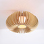 Plafondlamp Roia met houten lamellen en diffuser in open, ronde vorm