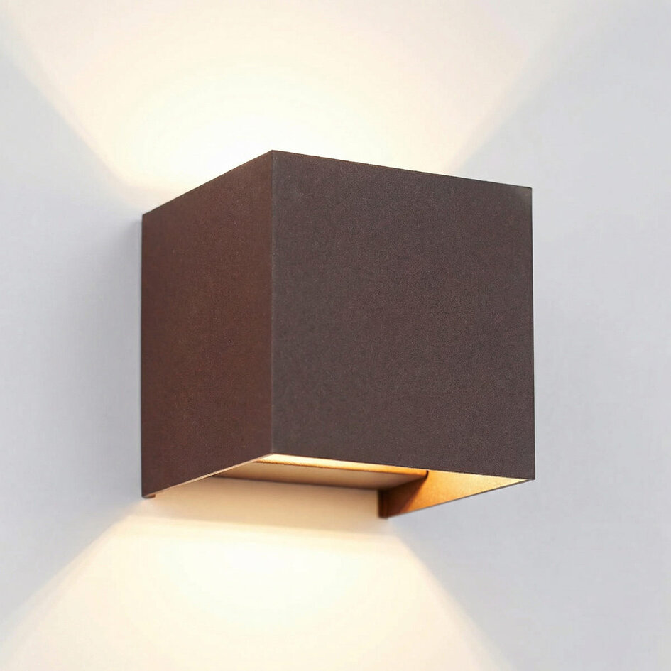 Buiten wandlamp Oliver - Antraciet met koper