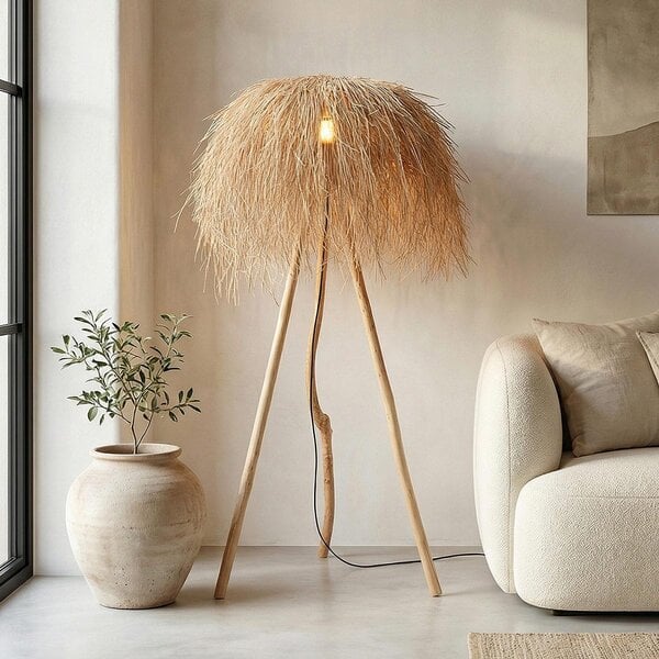 Boho vloerlamp Sunroot van rotan