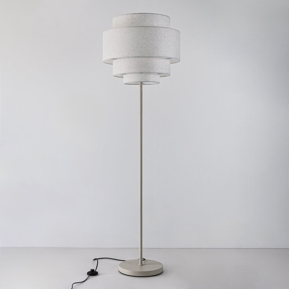 Moderne vloerlamp Zhuo beige met linnen kap