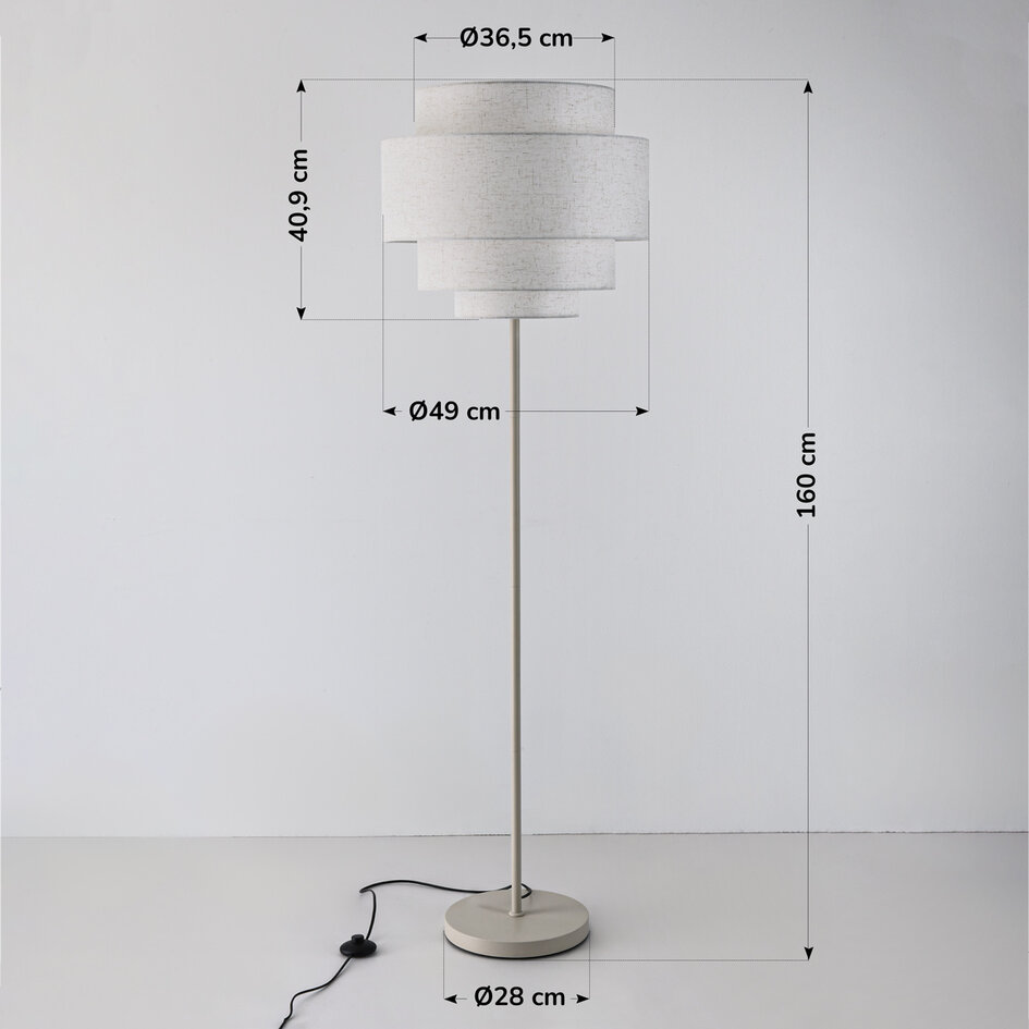 Vloerlamp Zhuo met linnen kap - beige