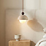Hanglamp Vara - travertin (natuursteen), hout en melkwit glas