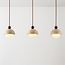 3-lichts hanglamp Vara van travertin (natuursteen), hout en melkwit glas
