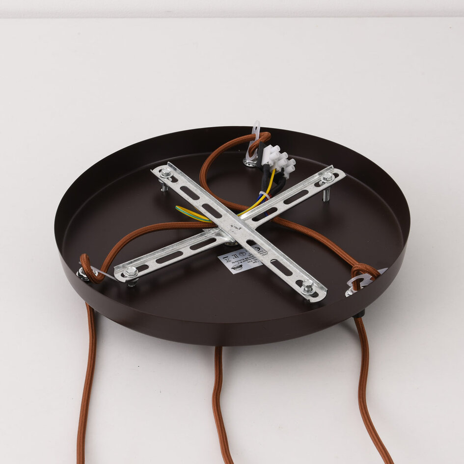 Moderne hanglamp Vara van travertin (natuursteen), hout en melkwit glas, 3-lichts