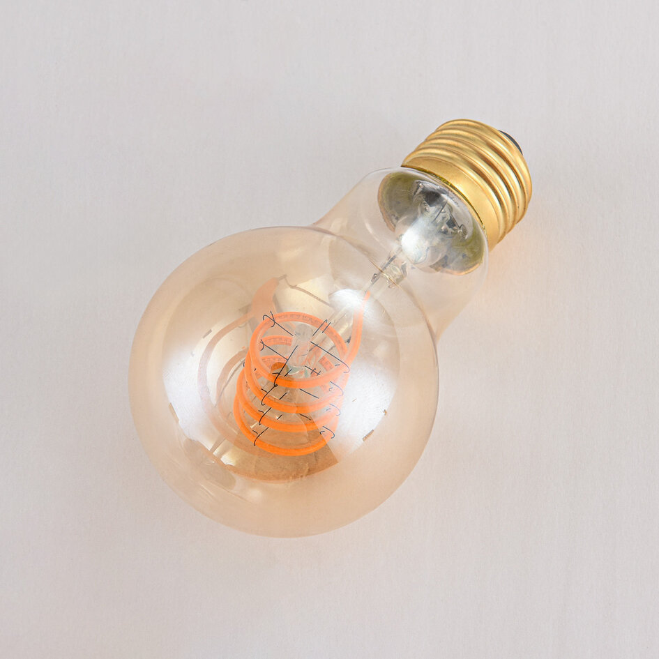 5W horizontale spiraal lamp, 1800K, amber glas Ø60 mm, dimbaar