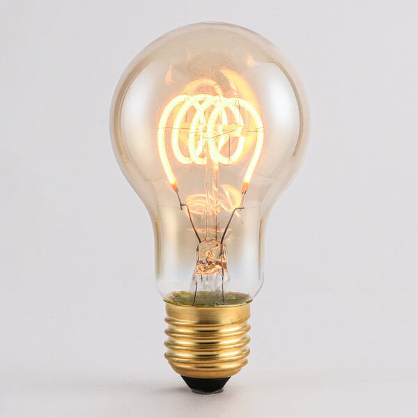 5W horizontale spiraal lamp, 1800K, amber glas Ø60 mm, dimbaar