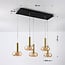 Dimbare hanglamp Valira met amber glas, gouden details en afstandsbediening, 5-lichts