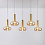 5-lichts hanglamp Valira - amber glas met gouden details, afstandsbediening en dimbaar