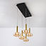 5-lichts hanglamp Valira - amber glas met gouden details, afstandsbediening en dimbaar
