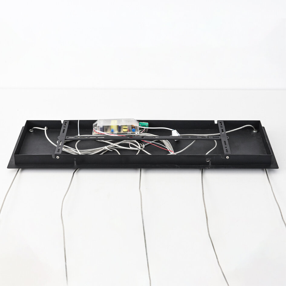 Dimbare hanglamp Valira met amber glas, gouden details en afstandsbediening, 5-lichts