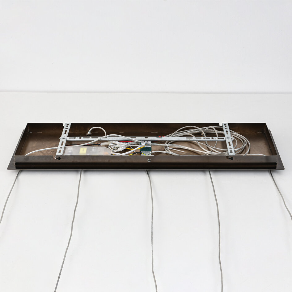 5-lichts hanglamp Valira - zwart chrome met smoke glas, afstandsbediening en dimbaar