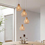 4-lichts Japandi hanglamp Senji zandtaupe met linnen kappen