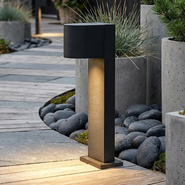 Industriële staande buitenlamp Simone, 30 cm - zwart