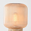Tafellamp Aurex met geribbeld amber glas en travertinlook voet