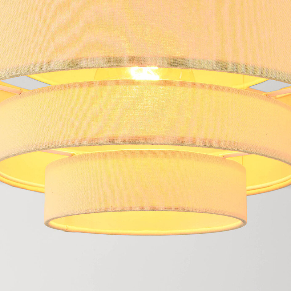 Plafondlamp Mavro crème beige met gelaagde stoffen kap
