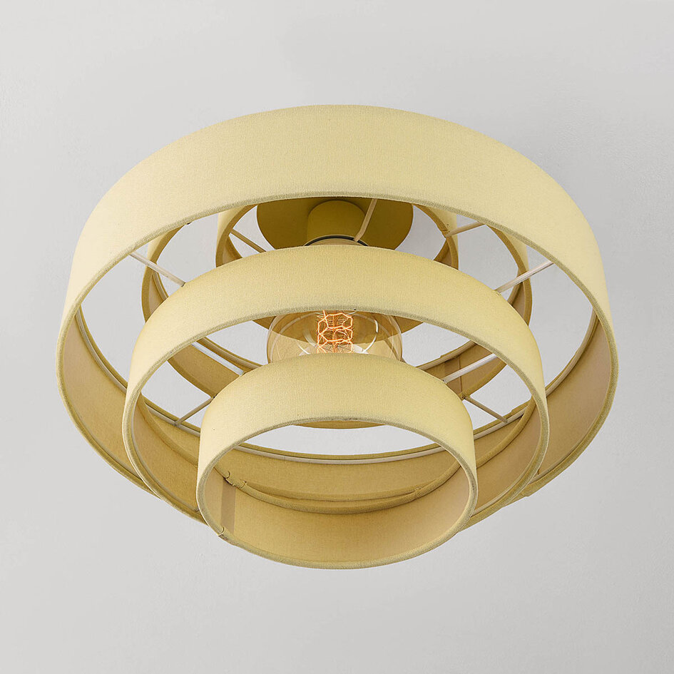 Plafondlamp Mavro crème beige met gelaagde stoffen kap