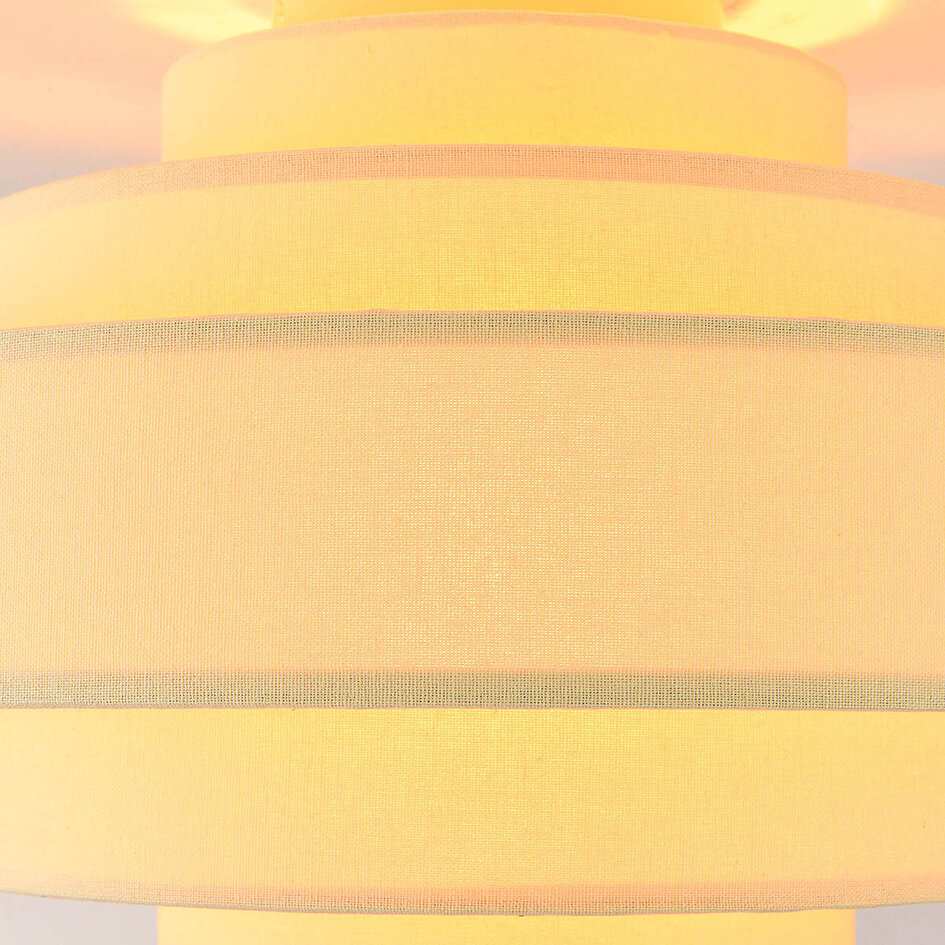 Plafondlamp Mavro crème beige met gelaagde stoffen kap