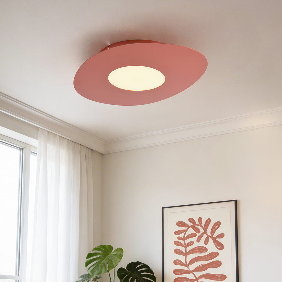 Plafondlamp Malina in terracotta rood met organische vorm