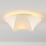 Plafondlamp Trenara met witte zijde-look kap en vloeiende vorm