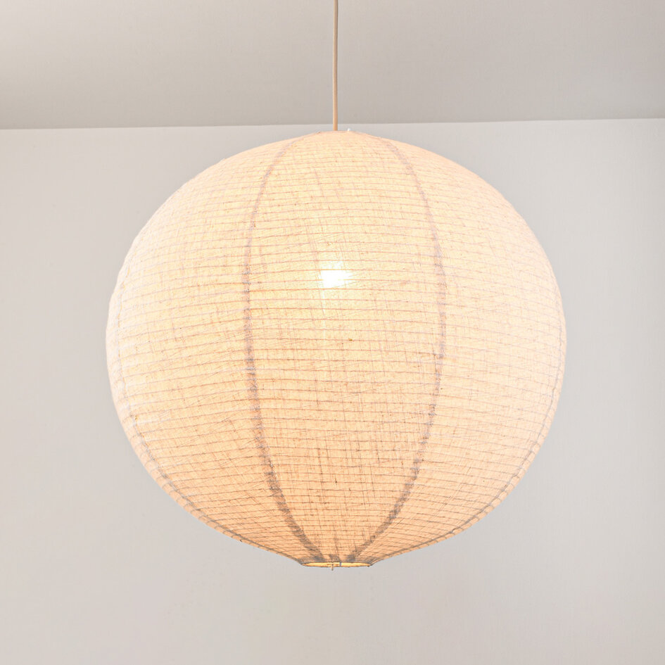 Hanglamp Amare beige met ronde linnen kap Ø60 cm