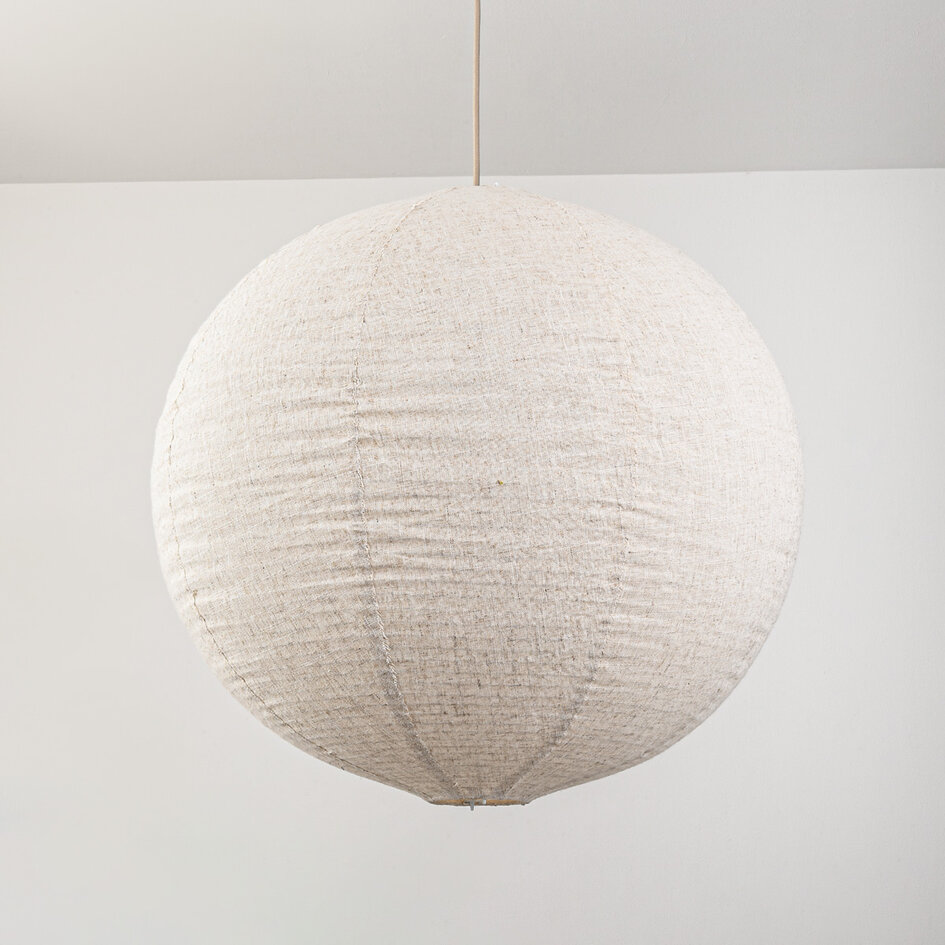 Hanglamp Amare beige met ronde linnen kap Ø60 cm