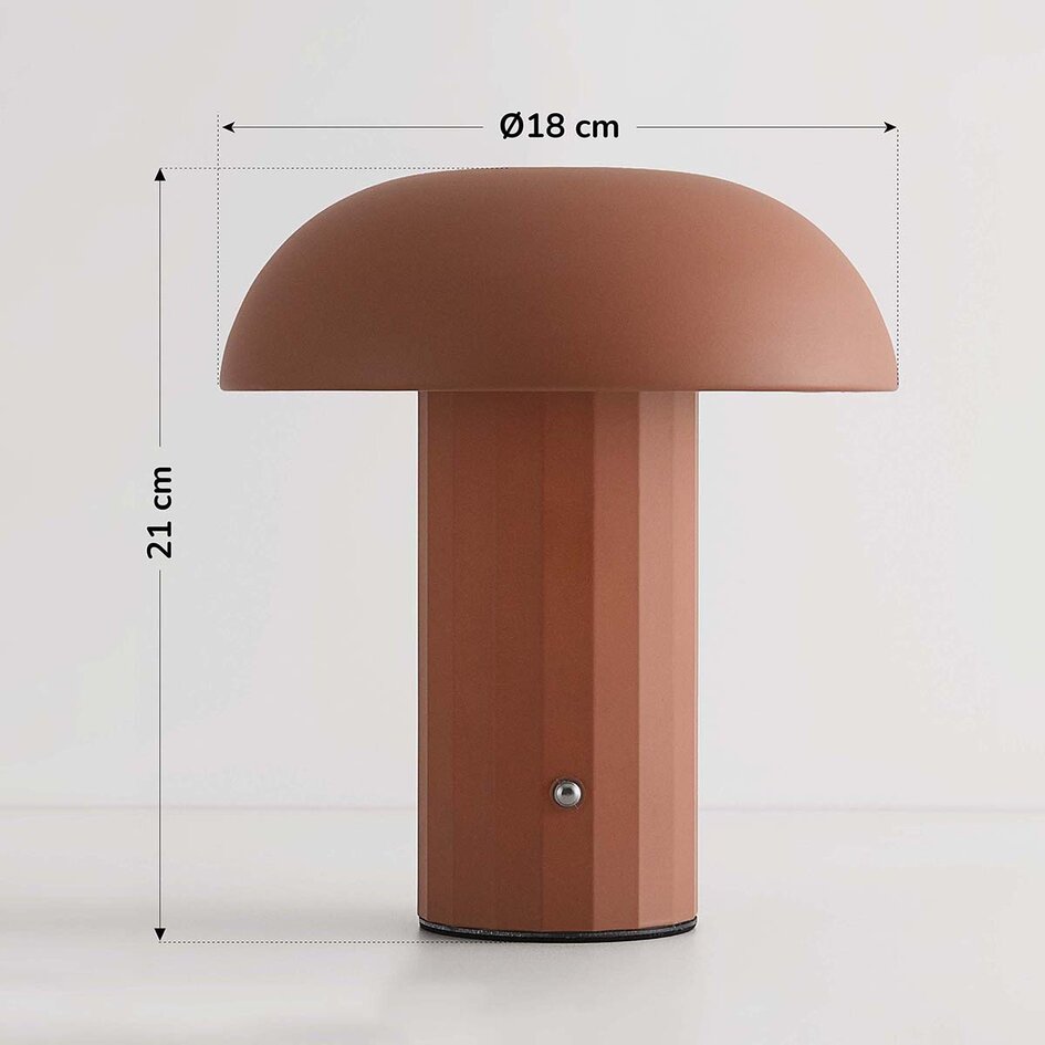 Draadloze tafellamp Noma in mokka bruin met dimbaar en instelbaar licht