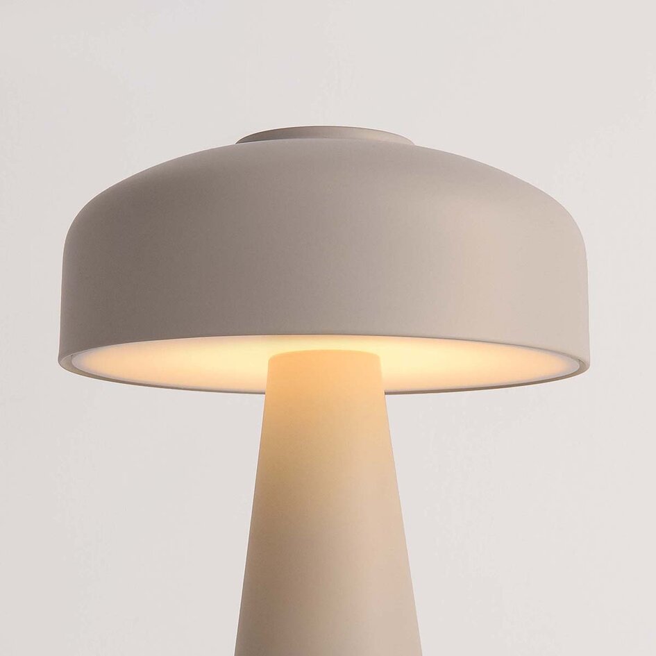 Oplaadbare mushroom lamp Soma in taupe met touch dimmer en instelbaar licht
