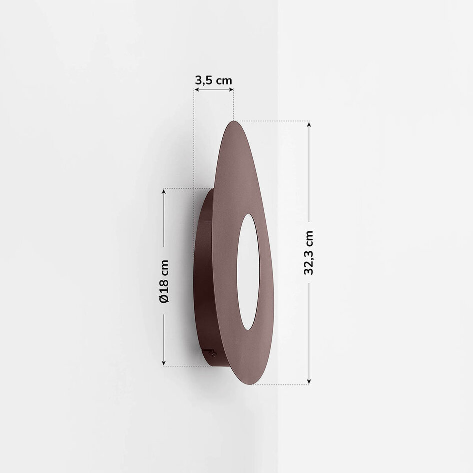 Moderne wandlamp Aralya in bruin met organische vorm