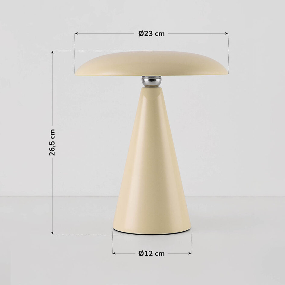 Oplaadbare tafellamp Ariso met touch dimmer en instelbaar licht - crème