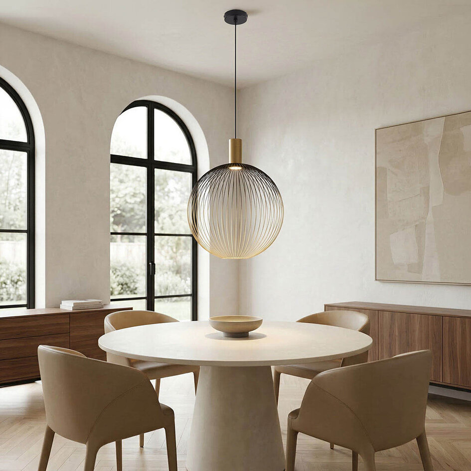 Hanglamp Nobla van zwart met goud metaal  Ø40 cm