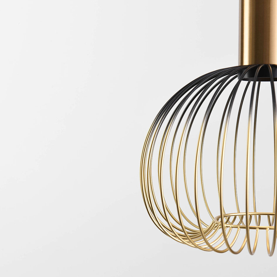 Moderne hanglamp Nobles zwart met goud metaal, 3-lichts