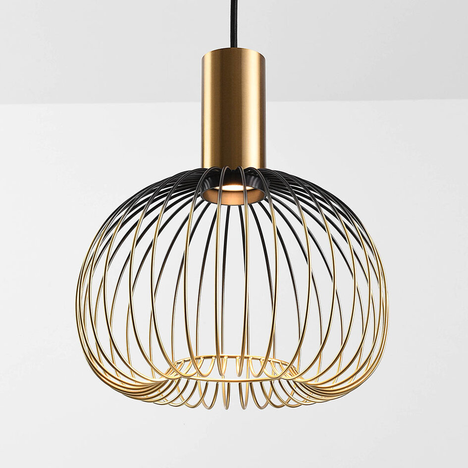 Moderne hanglamp Nobles zwart met goud metaal, 3-lichts