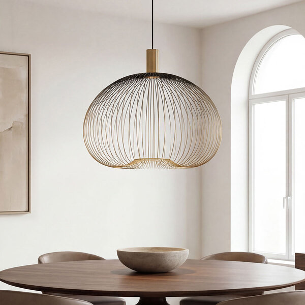 Moderne hanglamp Noblin zwart met goud metaal Ø60 cm