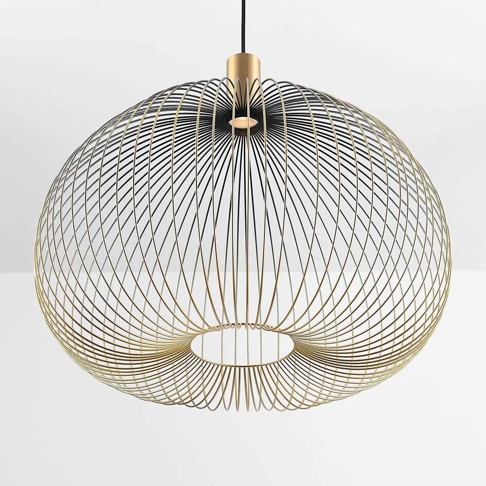 Moderne hanglamp Noblin zwart met goud metaal Ø60 cm